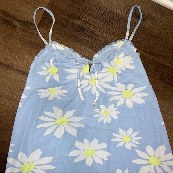 NWOT American Eagle Outfitters Baby Blue Mesh Slip Daisy Dress - Picture 3 of 10